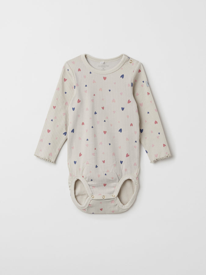 Organic Cotton Heart Print Babygrow from the Polarn O. Pyret baby collection. Nordic baby clothes made from sustainable sources.