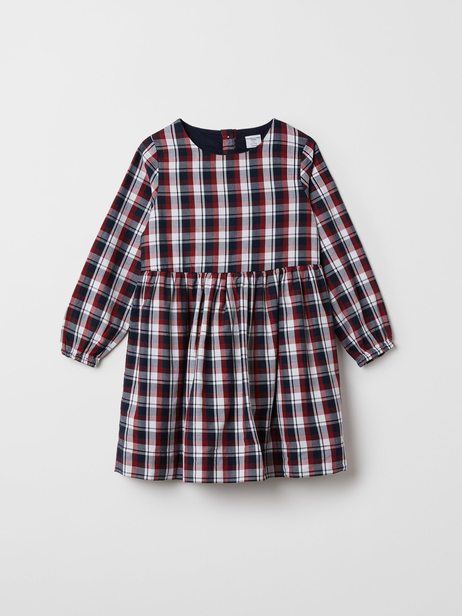 Checked Organic Cotton Kids Dress from the Polarn O. Pyret kidswear collection. Ethically produced kids clothing.