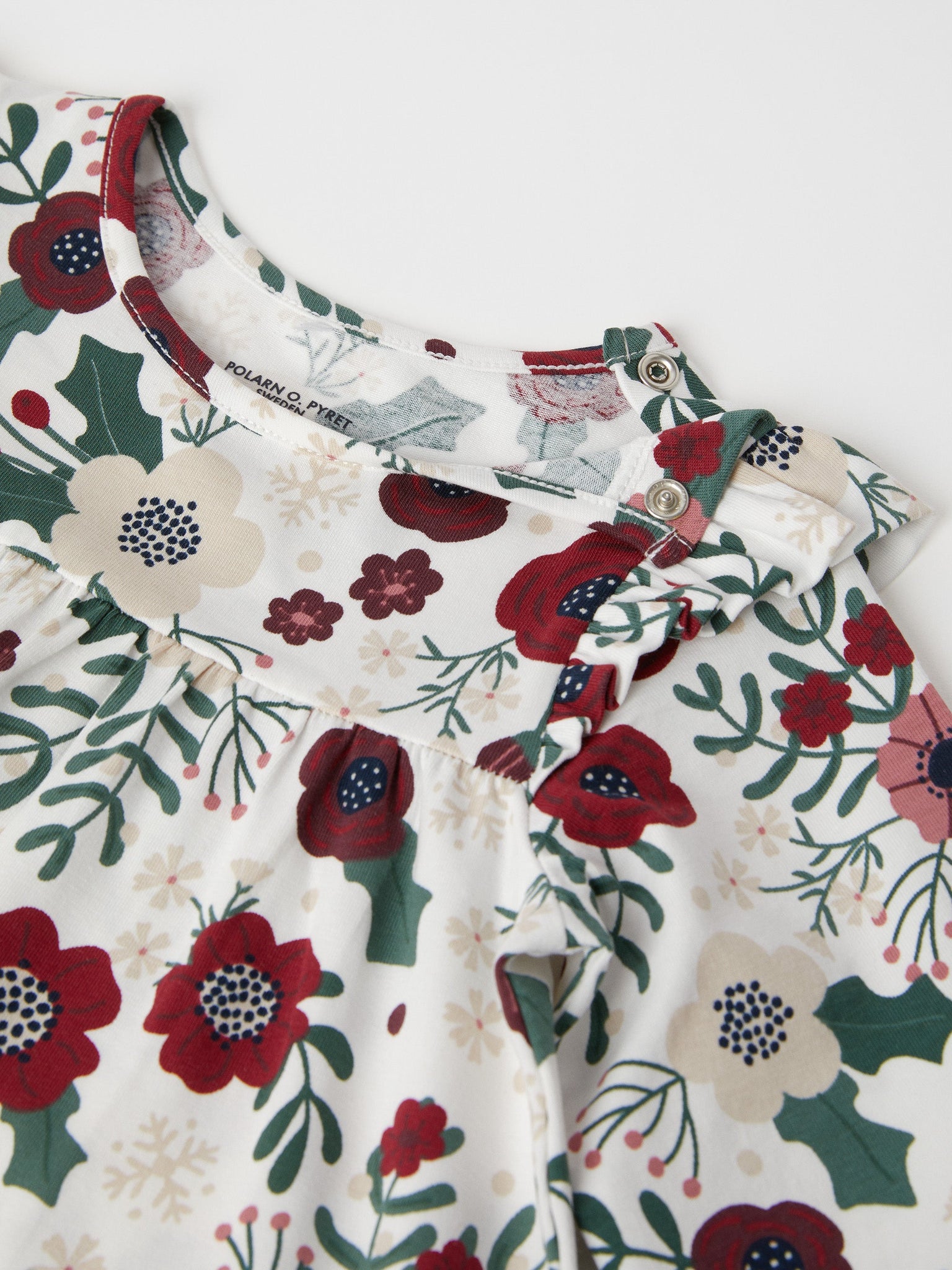 Floral Organic Cotton Baby Dress from the Polarn O. Pyret baby collection. The best ethical baby clothes