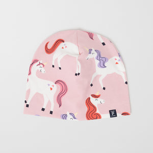 Unicorn Print Kids Beanie Hat from the Polarn O. Pyret kidswear collection. Quality kids clothing made to last.