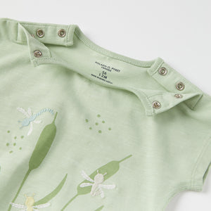 Short Sleeve Dragonfly Embroidered Babygrow from the Polarn O. Pyret baby collection. Ethically produced kids clothing.