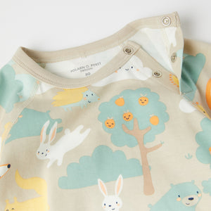 Forest Animal Print Organic Cotton Babygrow from the Polarn O. Pyret baby collection. The best ethical kids clothes