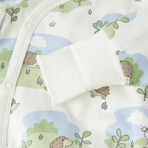 Squirrel Print Wraparound Babygrow from the Polarn O. Pyret baby collection. Clothes made using sustainably sourced materials.