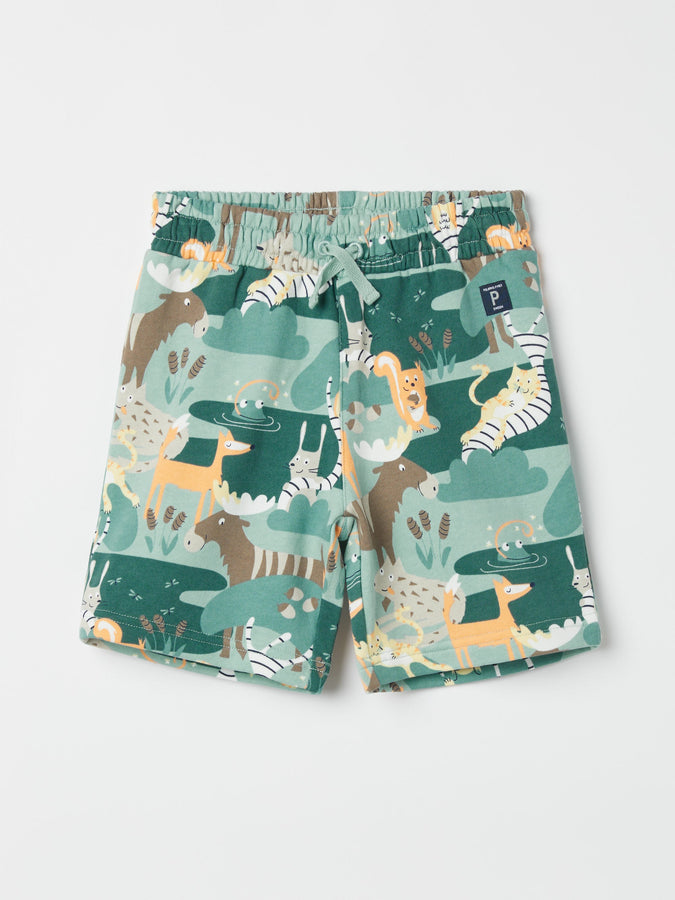 Forest Animal Print Kids Shorts from the Polarn O. Pyret kidswear collection. Ethically produced kids clothing.