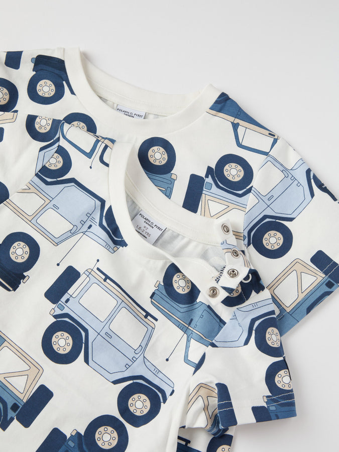 Car Print Kids T-Shirt from the Polarn O. Pyret kidswear collection. Clothes made using sustainably sourced materials.