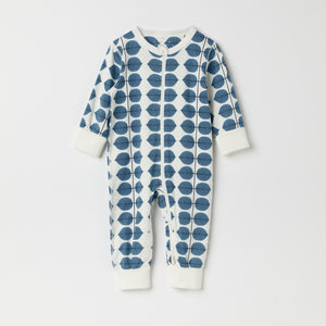 Organic Leaf Print Baby Sleepsuit from the Polarn O. Pyret baby collection. Clothes made using sustainably sourced materials.