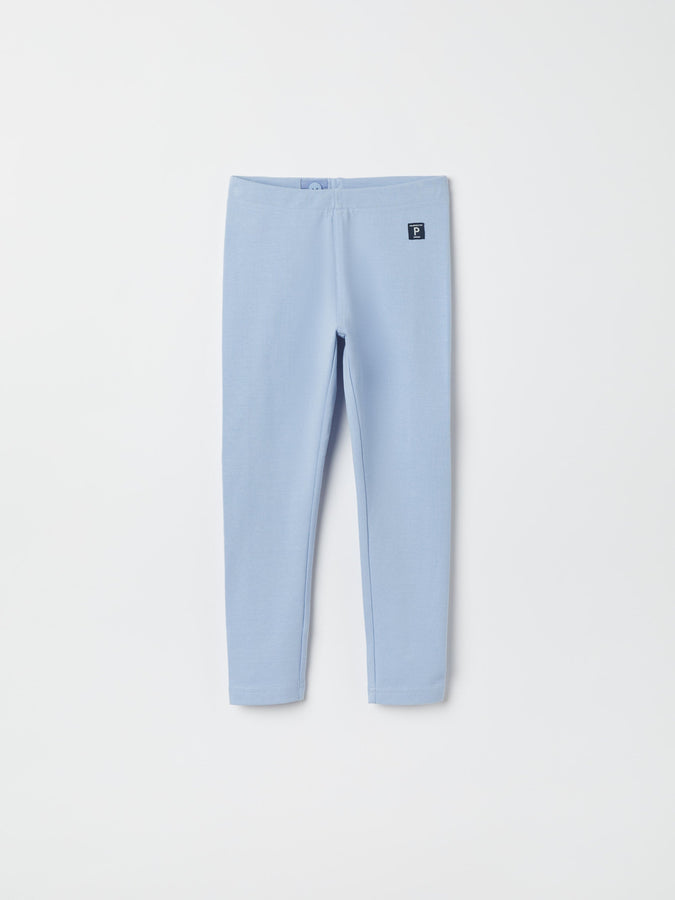 Blue Organic Cotton Kids Leggings from the Polarn O. Pyret kidswear collection. Clothes made using sustainably sourced materials.