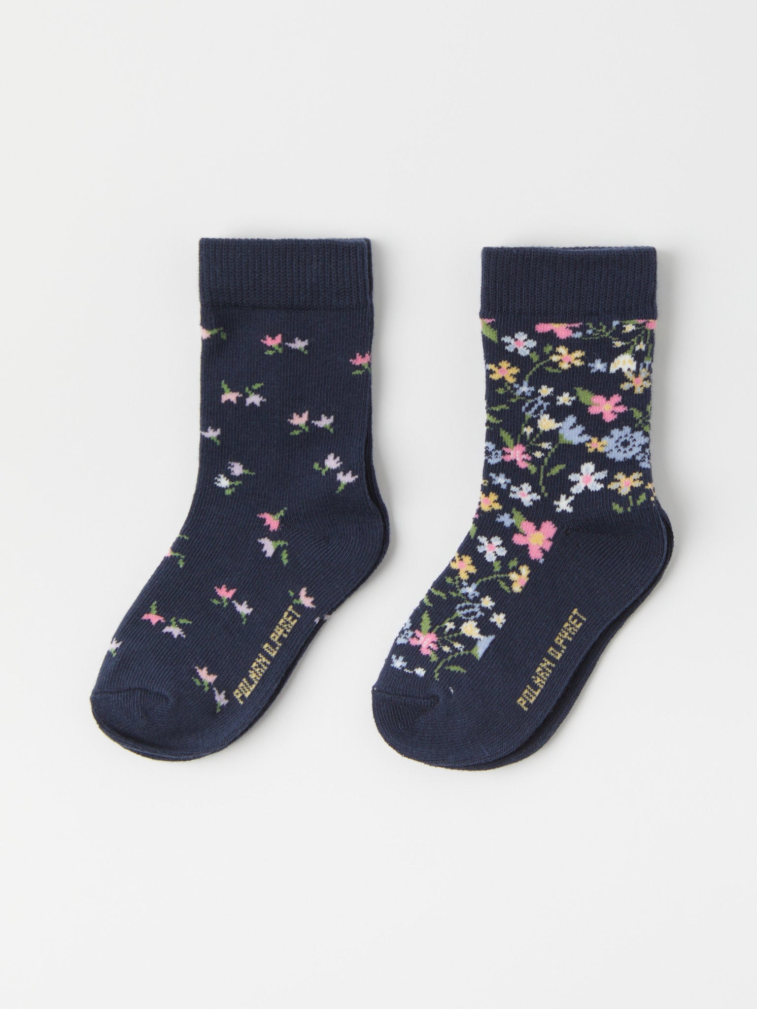 Two Pack Floral Kids Socks from the Polarn O. Pyret kidswear collection. Ethically produced kids clothing.