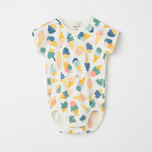 Ice Cream Print Organic Babygrow from the Polarn O. Pyret baby collection. Ethically produced kids clothing.