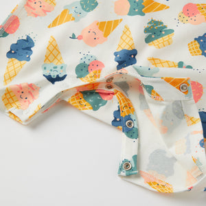 Ice Cream Print Cotton Baby Romper from the Polarn O. Pyret baby collection. The best ethical kids clothes