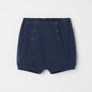 Smart Navy Cotton Baby Shorts from the Polarn O. Pyret baby collection. Ethically produced kids clothing.