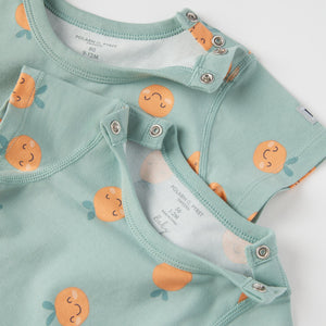 Short Sleeve Apple Print Babygrow from the Polarn O. Pyret baby collection. Nordic kids clothes made from sustainable sources.