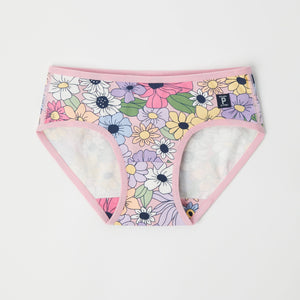 Organic Floral Print Girls Briefs from the Polarn O. Pyret kidswear collection. Ethically produced kids clothing.