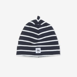 kids navy and white stripes organic cotton hat, high quality comfortable polarn o. pyret childrens