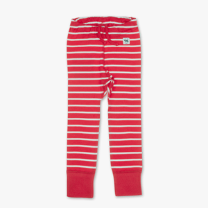red and white stripes baby leggings, ethical organic cotton, long lasting polarn o. pyret quality