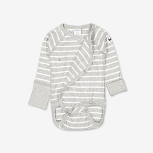 PO.P Stripe Newborn Baby Bodysuit Grey Unisex Preterm-6m