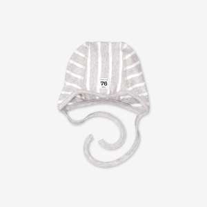 grey and white Stripe helmet baby Hat, quality organic cotton
