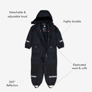 waterproof shell jumpsuit fleece lined, durable warm and comfortable, ethical long lasting polarn o. pyret showing functions 