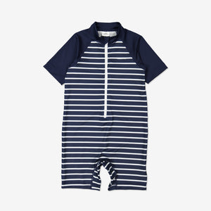 Navy UV Protection Kids Swimsuit from the Polarn O. Pyret kidswear collection. The best ethical kids swimwear.