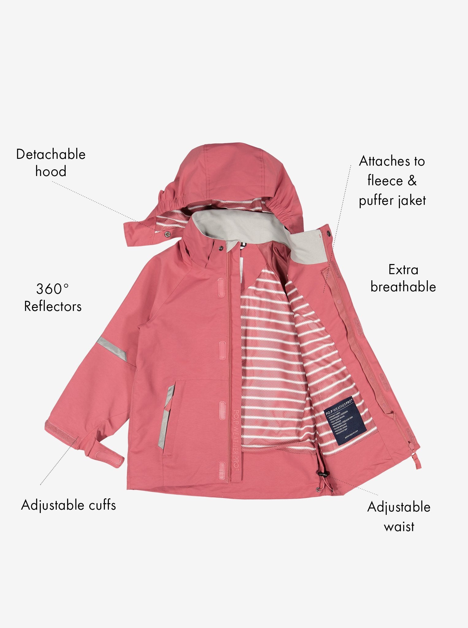 Pink Kids Waterproof Jacket from Polarn O. Pyret Kidswear. Waterproof Kids Jacket 