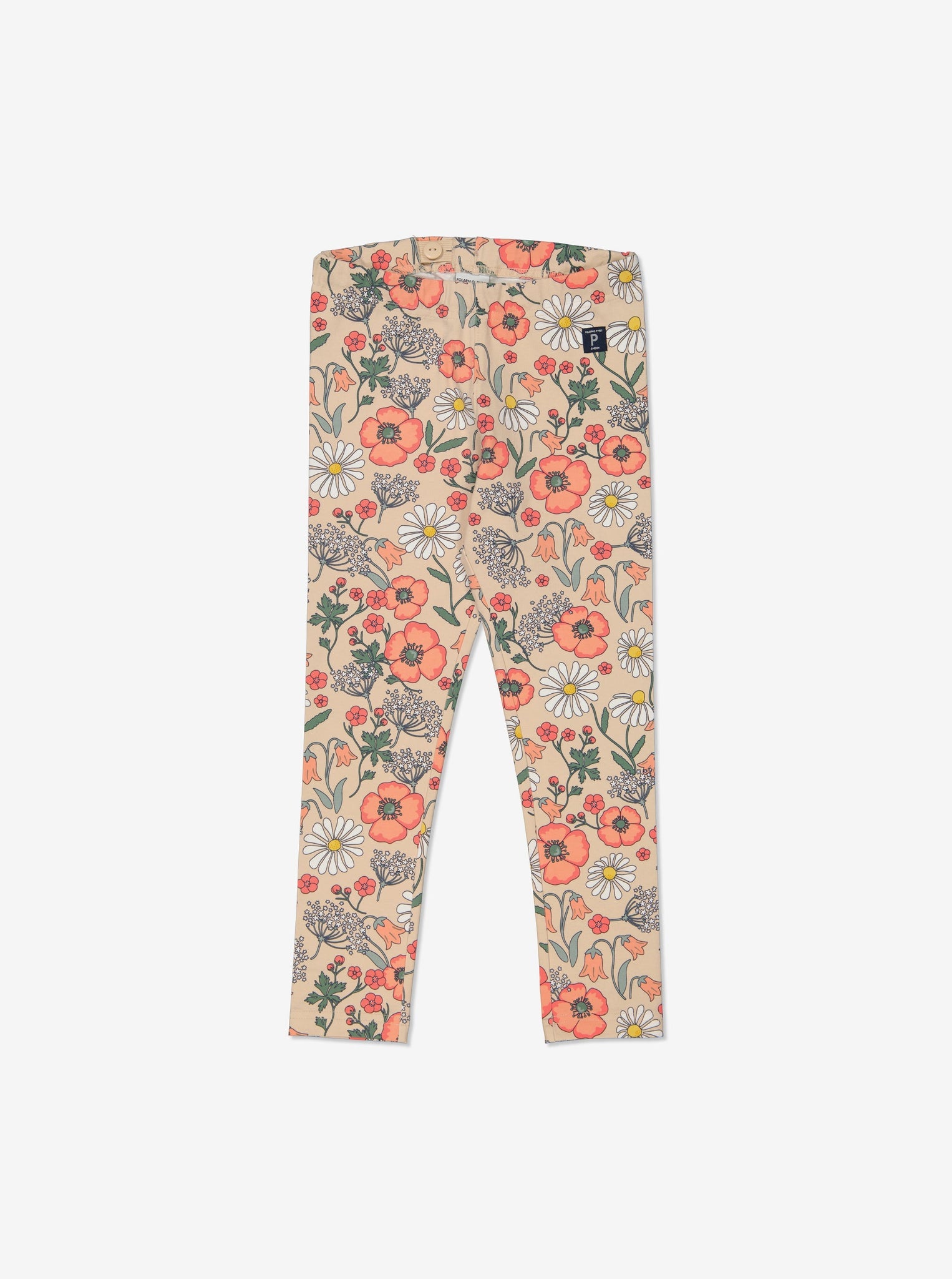 Organic Cotton Floral Girls Leggings from Polarn O. Pyret Kidswear. Ethically made and sustainably sourced materials.