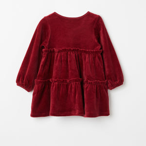 Red Organic Cotton Velour Baby Dress from the Polarn O. Pyret baby collection. The best ethical baby clothes