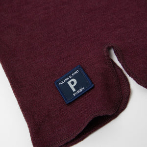 Merino Wool Burgundy Kids Balaclava from the Polarn O. Pyret outerwear collection. Kids outerwear made from sustainably source materials