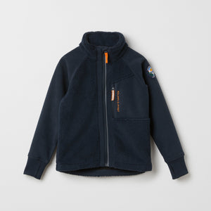 Navy Waterproof Kids Fleece Jacket from the Polarn O. Pyret outerwear collection. The best ethical kids outerwear.