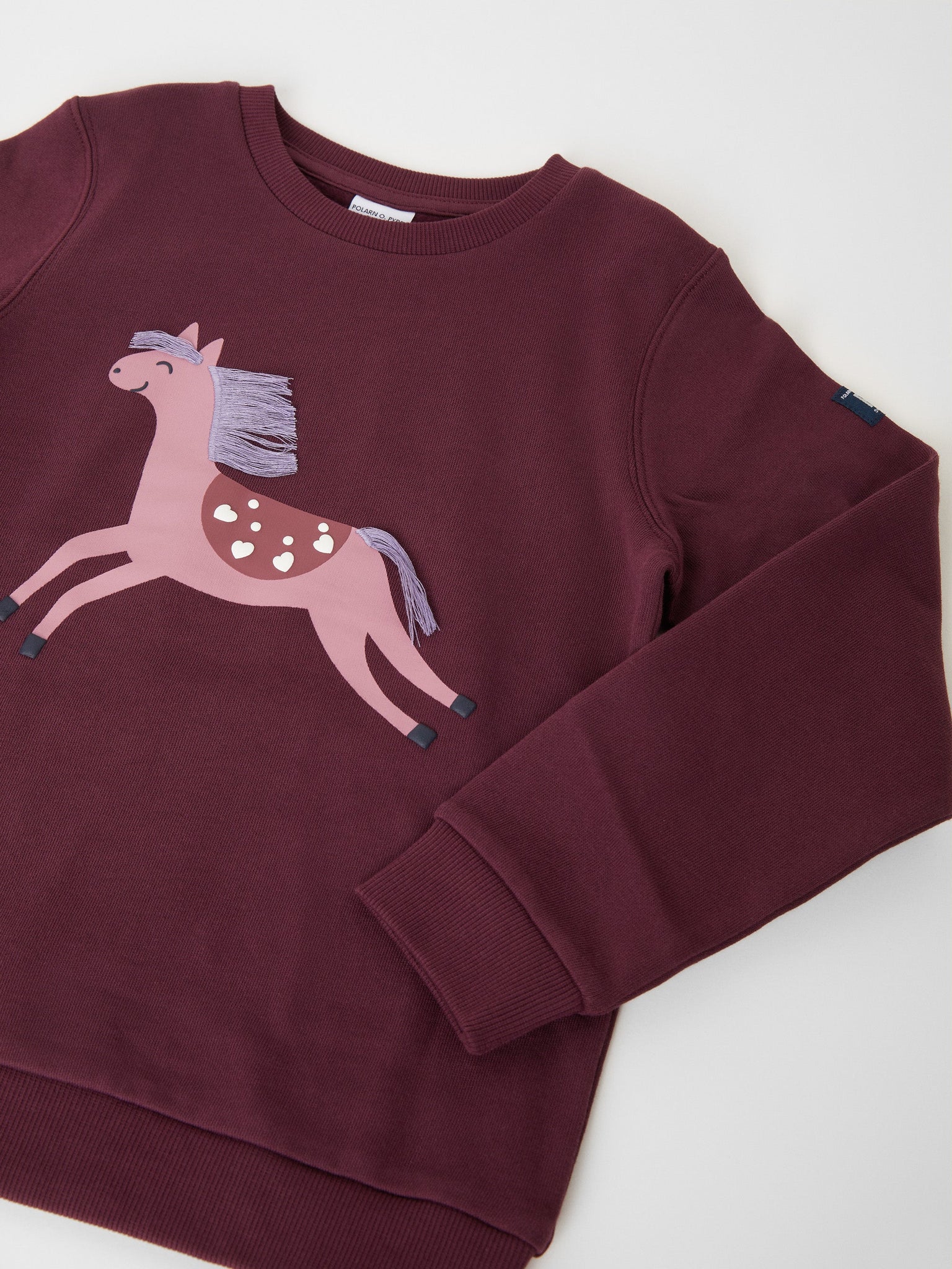 Horse Print Kids Cotton Sweatshirt from the Polarn O. Pyret kids collection. Nordic kids clothes made from sustainable sources.