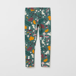 Green Organic Cotton Kids Leggings from the Polarn O. Pyret kids collection. Clothes made using sustainably sourced materials.