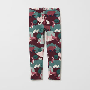 Organic Cotton Burgundy Kids Leggings from the Polarn O. Pyret kids collection. Clothes made using sustainably sourced materials.