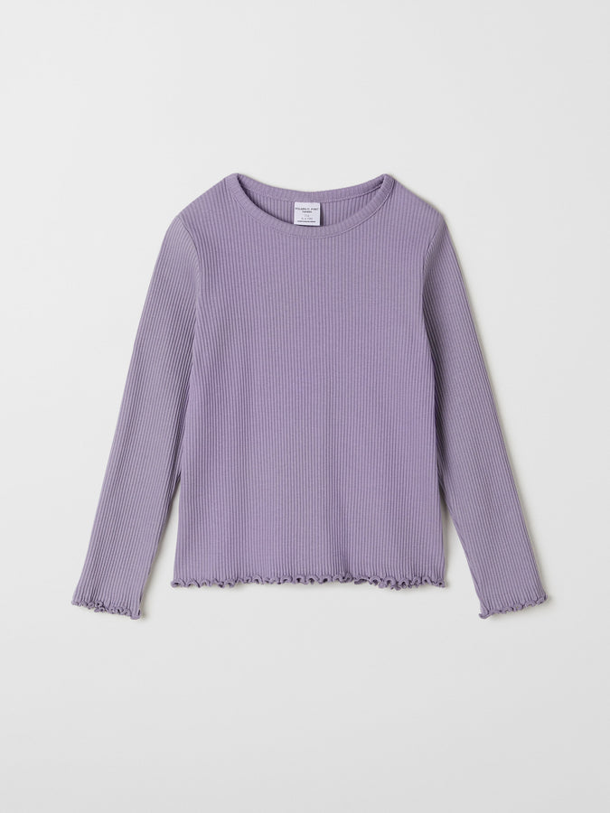 Ribbed Organic Cotton Purple Kids Top from the Polarn O. Pyret kids collection. Ethically produced kids clothing.
