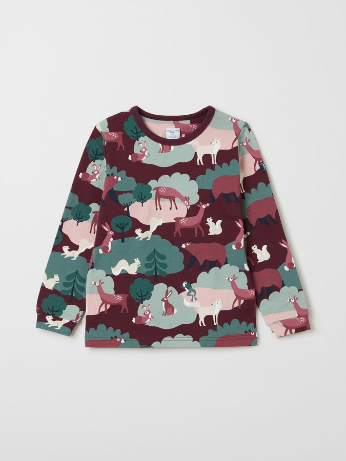 Cotton Woodland Print Red Kids Top from the Polarn O. Pyret kids collection. The best ethical kids clothes