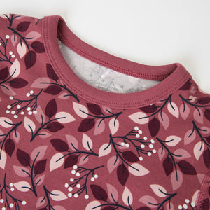Leaf Print Kids Red Pyjamas from the Polarn O. Pyret kids collection. Ethically produced kids clothing.