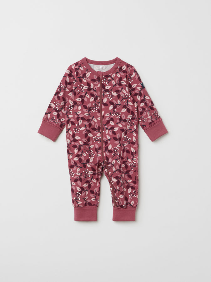 Organic Cotton Red Baby Sleepsuit from the Polarn O. Pyret baby collection. The best ethical baby clothes