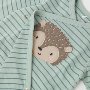 Hedgehog Print Wraparound Babygrow from the Polarn O. Pyret baby collection. Made using 100% GOTS Organic Cotton