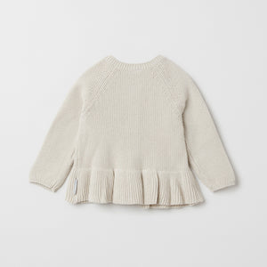 Organic Cotton Beige Baby Cardigan from the Polarn O. Pyret baby collection. Nordic baby clothes made from sustainable sources.