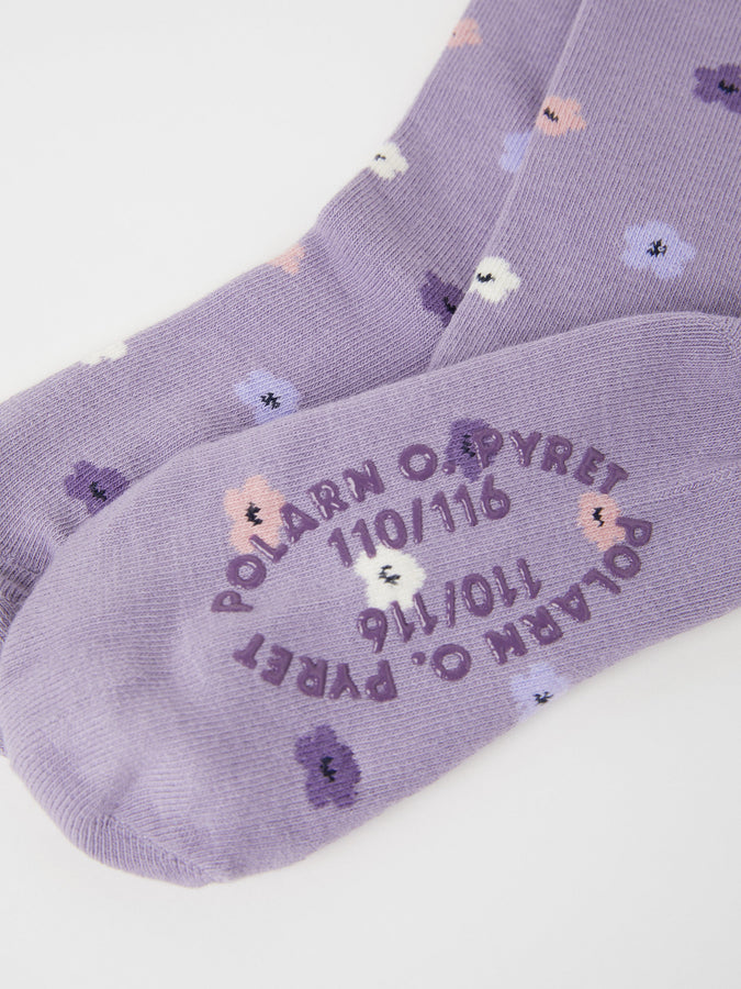 Organic Cotton Girls Purple Tights from the Polarn O. Pyret kids collection. Nordic kids clothes made from sustainable sources.
