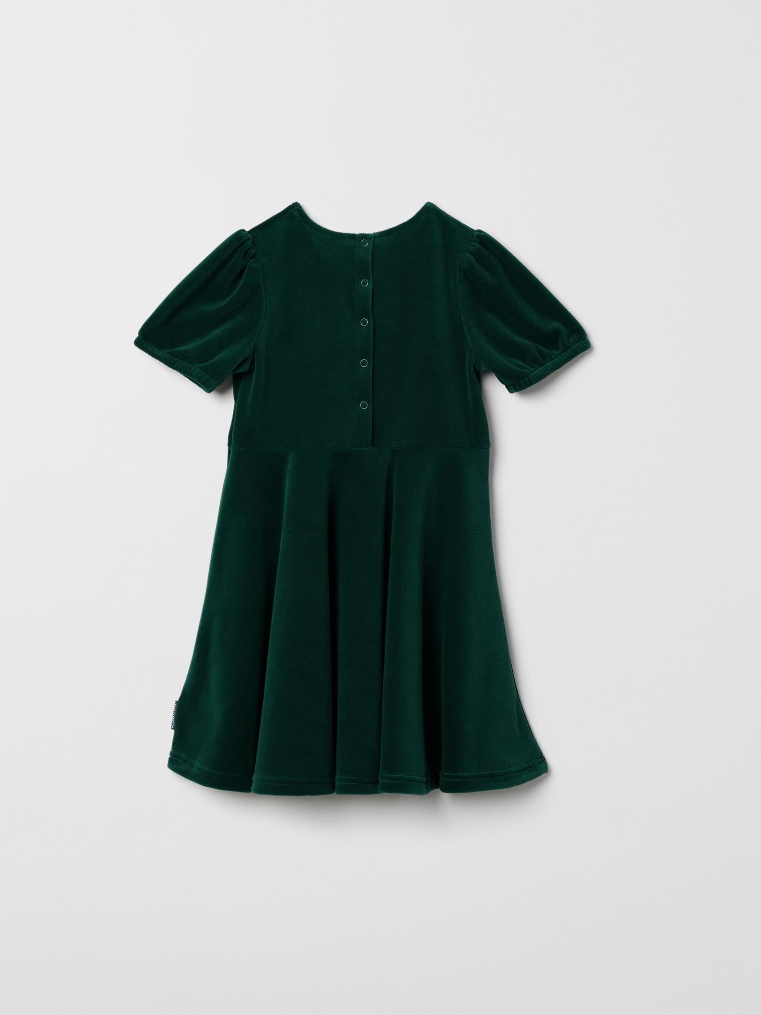 Green Velour Kids Dress from the Polarn O. Pyret kidswear collection. Clothes made using sustainably sourced materials.