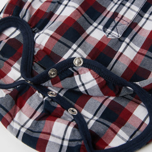 Checked Organic Cotton Shirt Babygrow from the Polarn O. Pyret baby collection. The best ethical baby clothes
