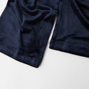 Recycled Polyester Navy Velour Jumpsuit from the Polarn O. Pyret kidswear collection. Ethically produced kids clothing.