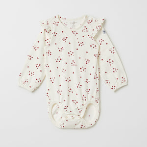 Heart Print Organic Cotton Babygrow from the Polarn O. Pyret baby collection. The best ethical baby clothes