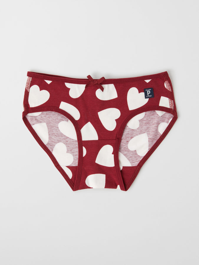 Girls Red Organic Cotton Briefs from the Polarn O. Pyret kidswear collection. Nordic kids clothes made from sustainable sources.