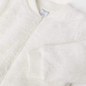 White Teddy Fleece Kids Jacket from the Polarn O. Pyret kidswear collection. Clothes made using sustainably sourced materials.