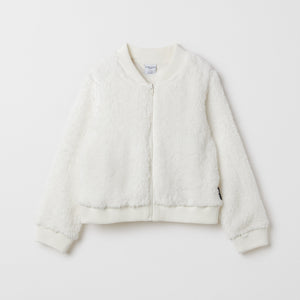 White Teddy Fleece Kids Jacket from the Polarn O. Pyret kidswear collection. Clothes made using sustainably sourced materials.
