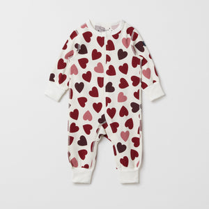 Heart Print Cotton Baby Sleepsuit from the Polarn O. Pyret baby collection. The best ethical baby clothes