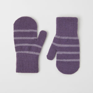 Purple Kids Wool Magic Mittens from the Polarn O. Pyret outerwear collection. Kids outerwear made from sustainably source materials