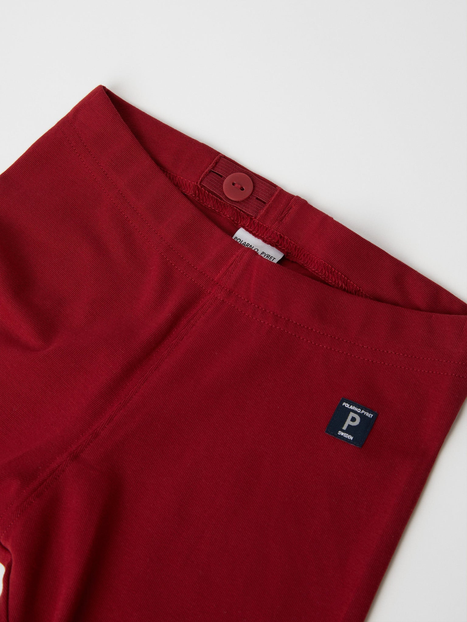 Red Organic Cotton Kids Leggings from the Polarn O. Pyret kidswear collection. Ethically produced kids clothing.