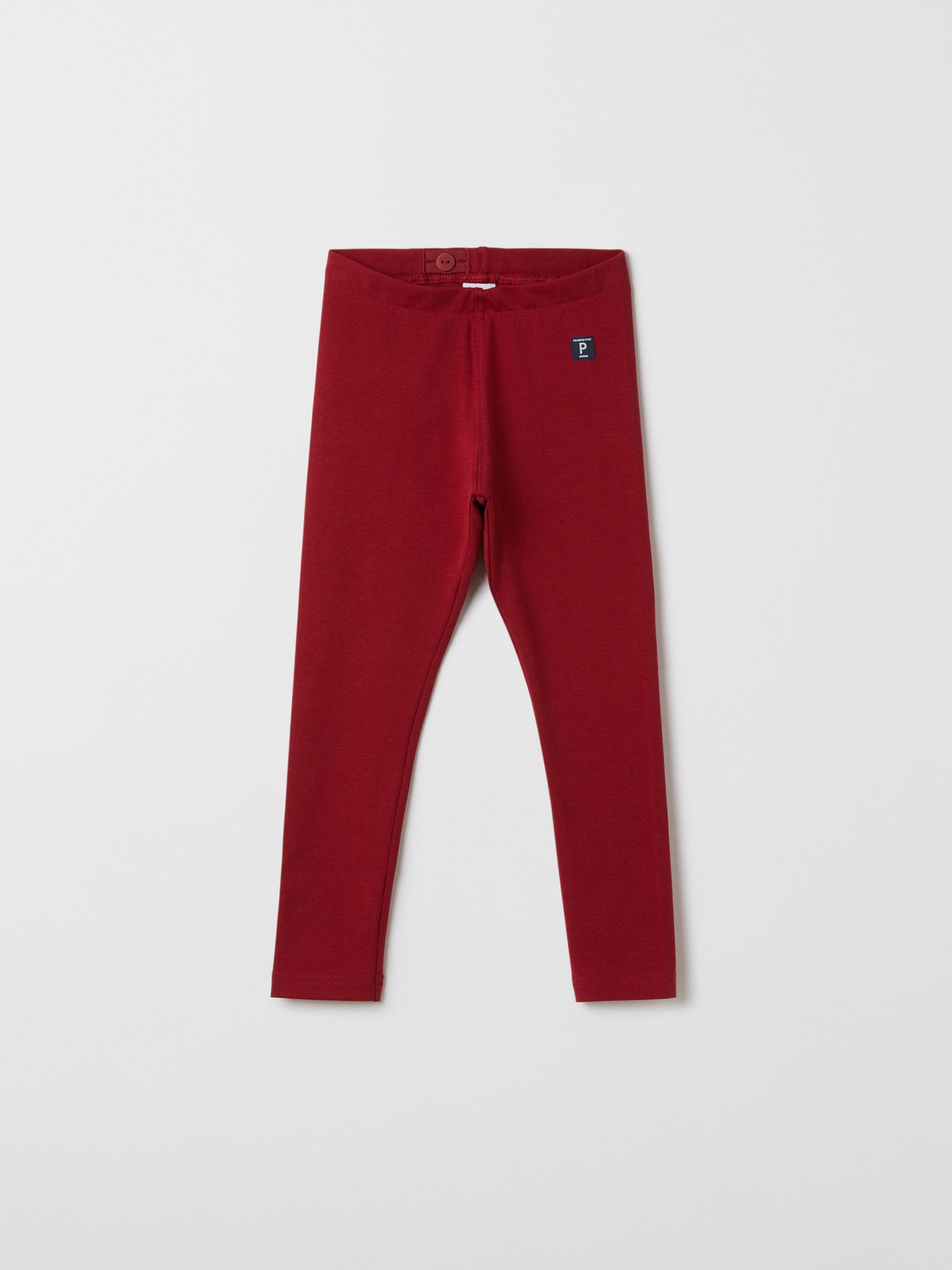Red Organic Cotton Kids Leggings from the Polarn O. Pyret kidswear collection. Ethically produced kids clothing.