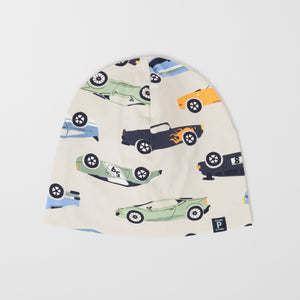 Car Print Kids Beanie Hat from the Polarn O. Pyret kidswear collection. Quality kids clothing made to last.